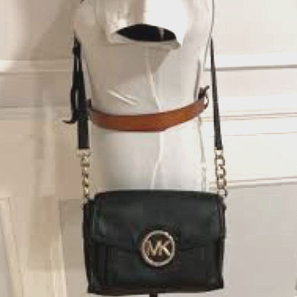 Michael Kors Fulton Black Leather Crossbody Handbag - Picture 6 of 6